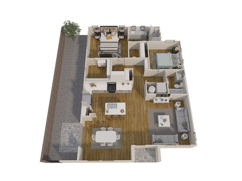 a floor plan of a house with a bedroom and a living room